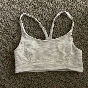 Lululemon Flow Y bra in white/gray.